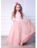 Mauve Velvet Tulle Pearl Flower Girl Dress